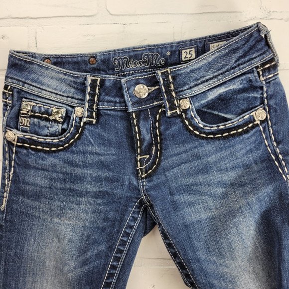 Miss Me Embellished Skinny Low Rise Jeans JE10525R - Picture 4 of 5